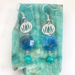 Unique, handmade earrings; silver & silver plated aspects & semi-precious stones